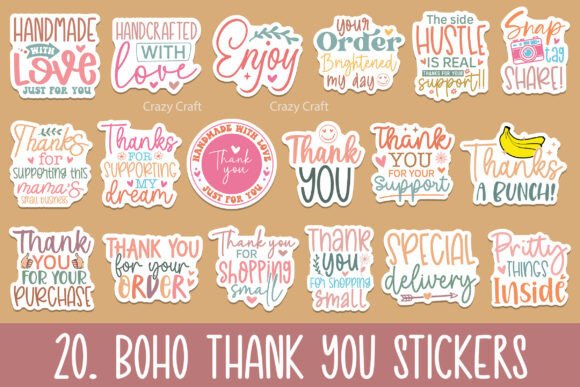 Boho Thank You Stickers PNG Bundle Review